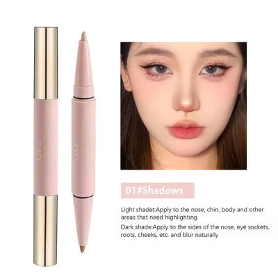 Facial Contour Three Dimensional Double Headed Pen Pearl Eyeshadow Stick Matte Concealer Pen Waterproof And Durable