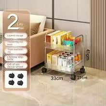 Multilayer Acrylic Trolley with Wheel Transparent Storage Rack  Bathroom Mobile Shelf Home Items