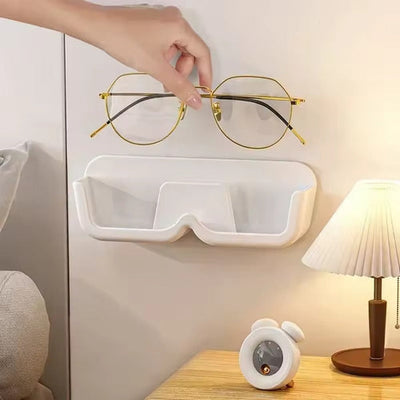 Self-adhesive Wall Mounted Glasses Storage Glasses Holder Plastic Hangable Sunglass Show Stand Shelf For Home Storage Dispay Rac