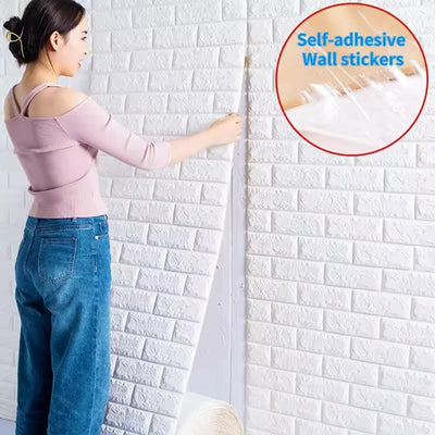 3D Brick Pattern Wall Sticker Self-Adhesive Panel Waterproof Living Room Wallpaper Home Decoration