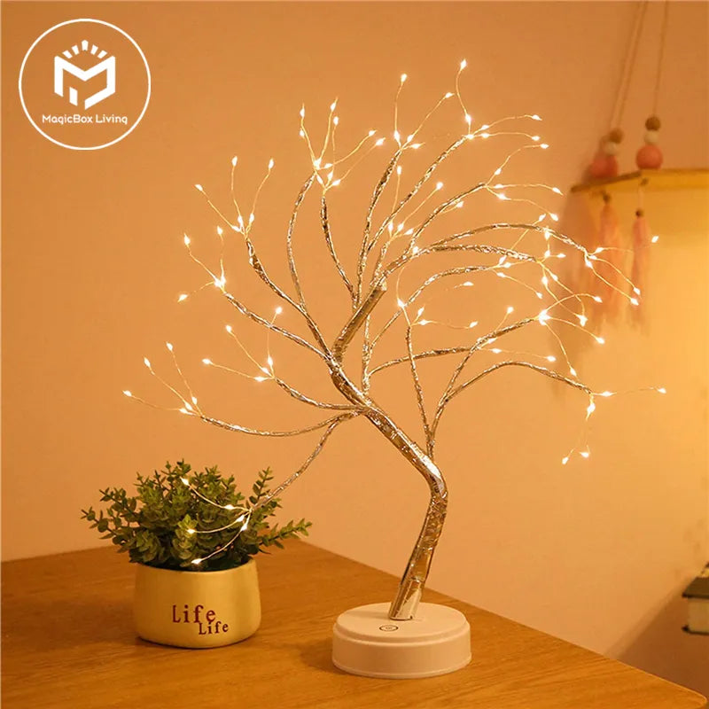 Mini Christmas LED Night Light Tree Copper Wire Garland Lamp
