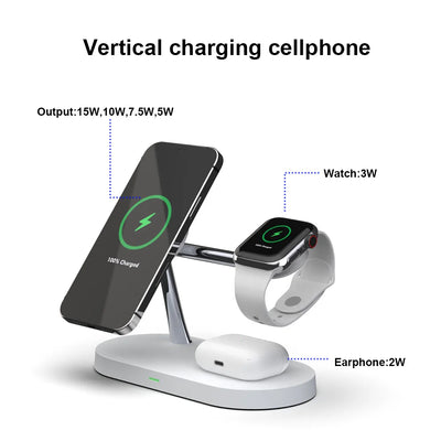 3 in 1 Wireless Charger Stand Magnetic For iPhone 12 13 14 15/Apple Watch 9 8 7 6 5/Airpods 2 3 Pro