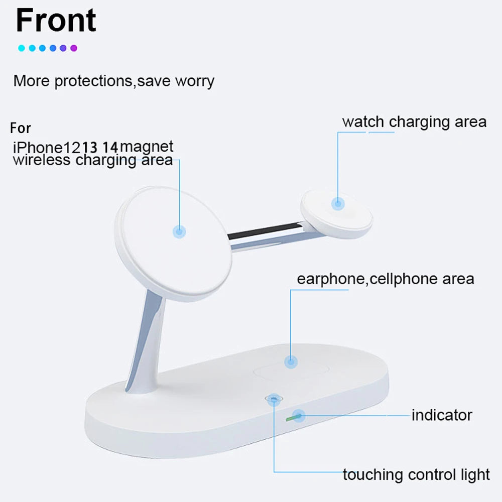 3 in 1 Wireless Charger Stand Magnetic For iPhone 12 13 14 15/Apple Watch 9 8 7 6 5/Airpods 2 3 Pro