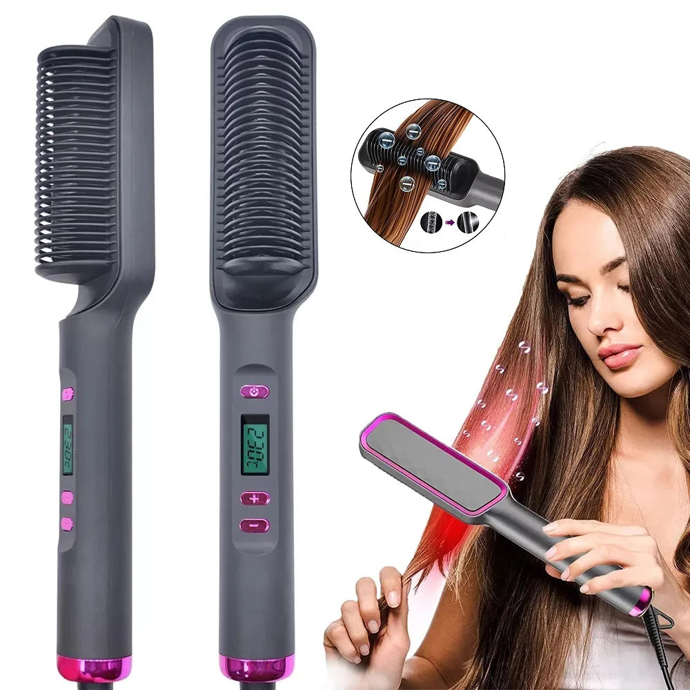 Multifunctional Hair Straightener Electric Brush,  Negative Ion Anti-Scalding Styling Comb