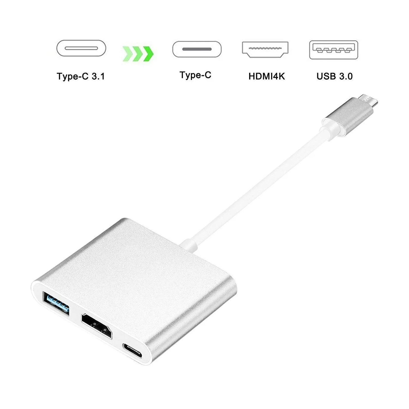 3 in 1 Type C To HDMI-compatible USB 3.0 Charging Adapter