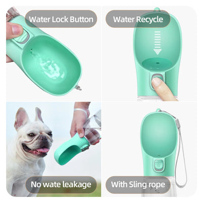 Portable Dog Water Bottle, Leak Proof Portable Puppy Water Dispenser with Drinking Feeder for Pets Outdoor Walking/Travel - Primo Essentialz