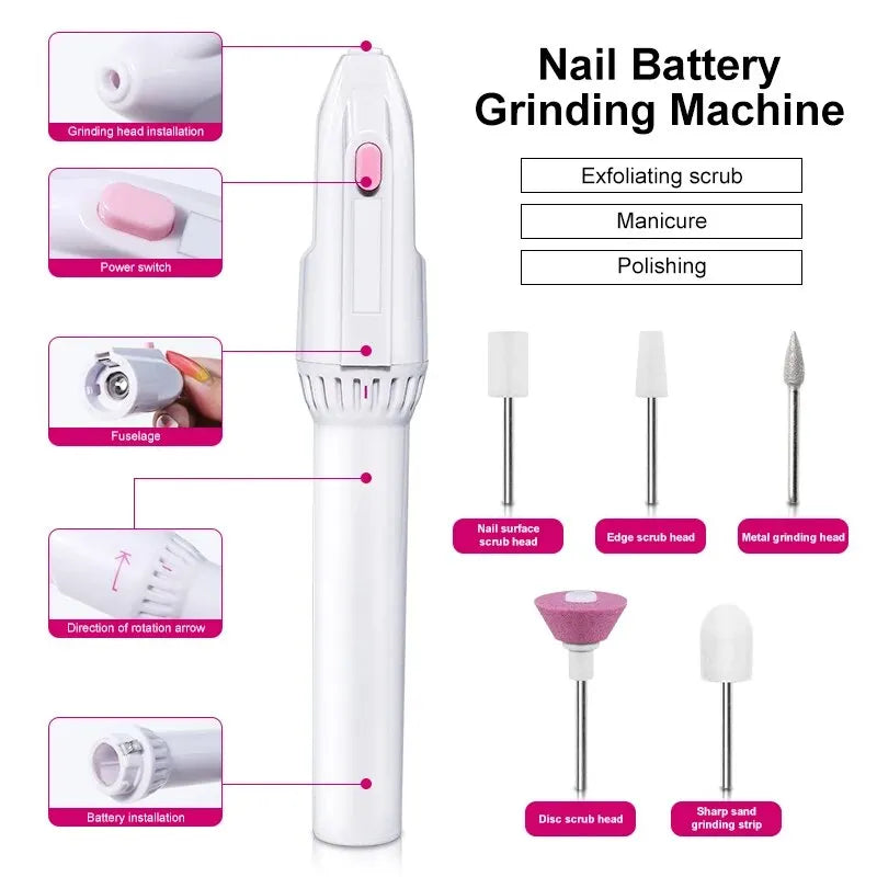 5 In 1 MINI Electric Nail Drill Kit Manicure Pedicure Grinding Polishing Nail Art Sanding File Pen - Primo Essentialz