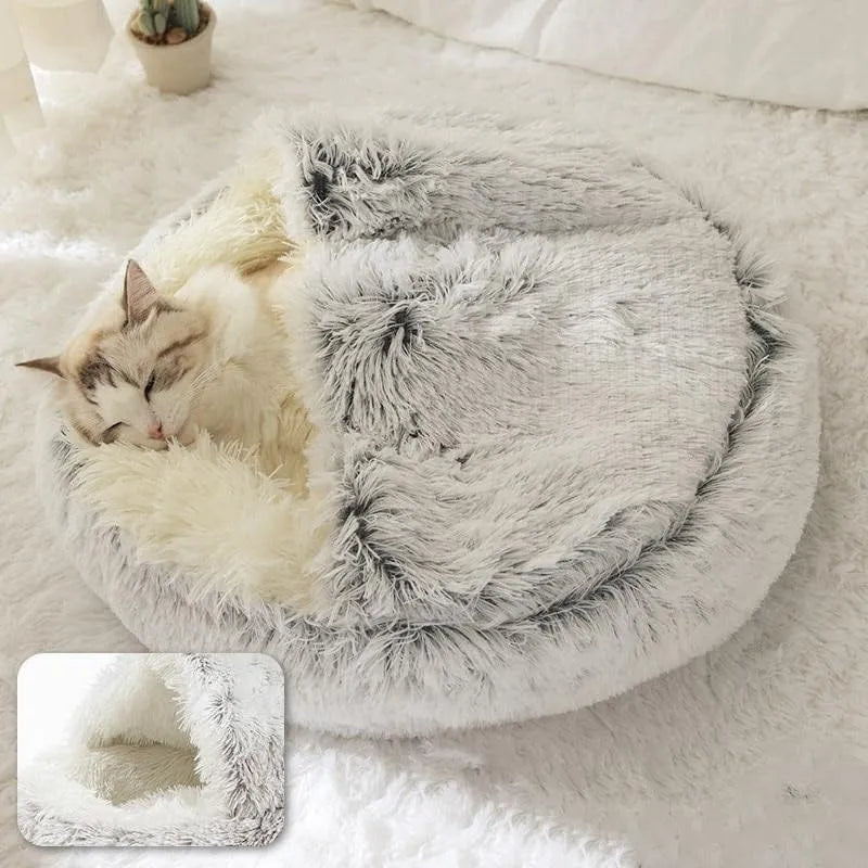 Soft Plush Pet Bed with Cover Round Cat Bed Pet Mattress