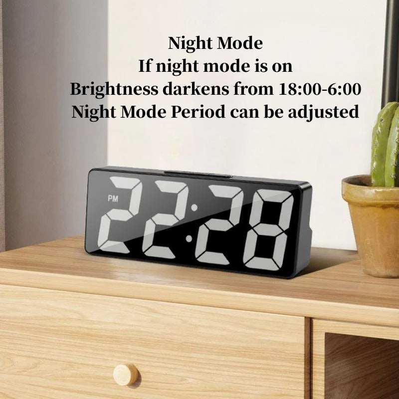 LED Digital Alarm Clock with Temperature & Adjustable Brightness