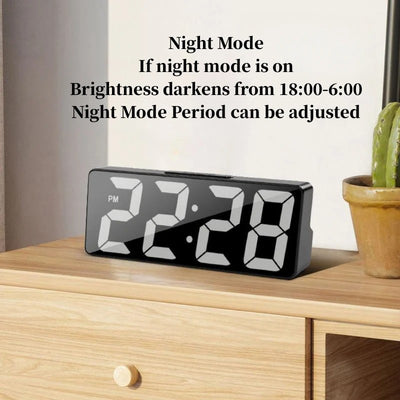 LED Digital Alarm Clock with Temperature & Adjustable Brightness