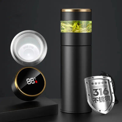 Stainless Steel 450ml  Tea Infuser Flask, Insulated Travel Coffee Mug With LED Temperature  Display