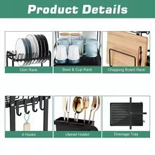 Rotating storage rack double-layer kitchen tableware drying rack with drain tableware storage rack