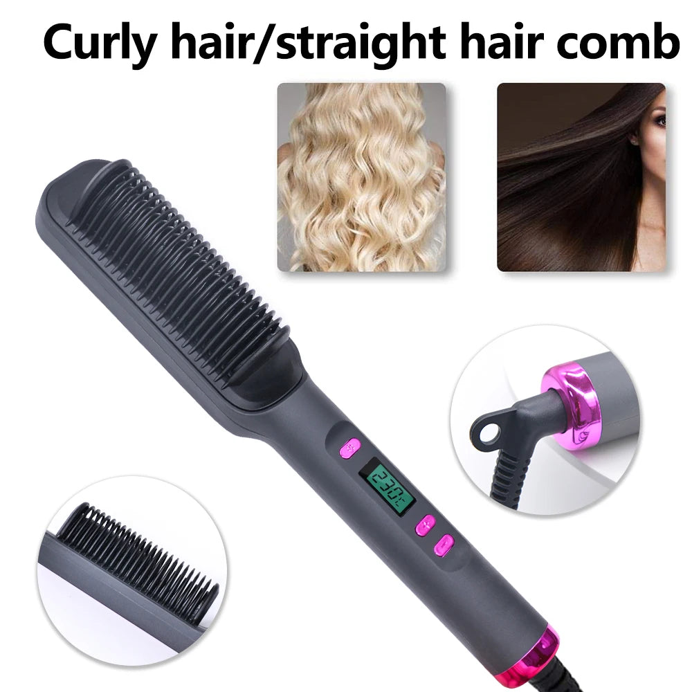 Multifunctional Hair Straightener Electric Brush,  Negative Ion Anti-Scalding Styling Comb