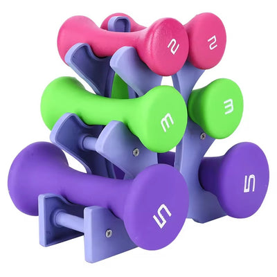 6pcs Hand Fitness Weights Set Holder Rack 2lb 3lb 5lb Bodybuilding Exercise Equipment