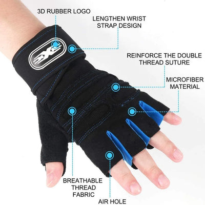 Unisex Workout Half Finger Glove With Wrist
