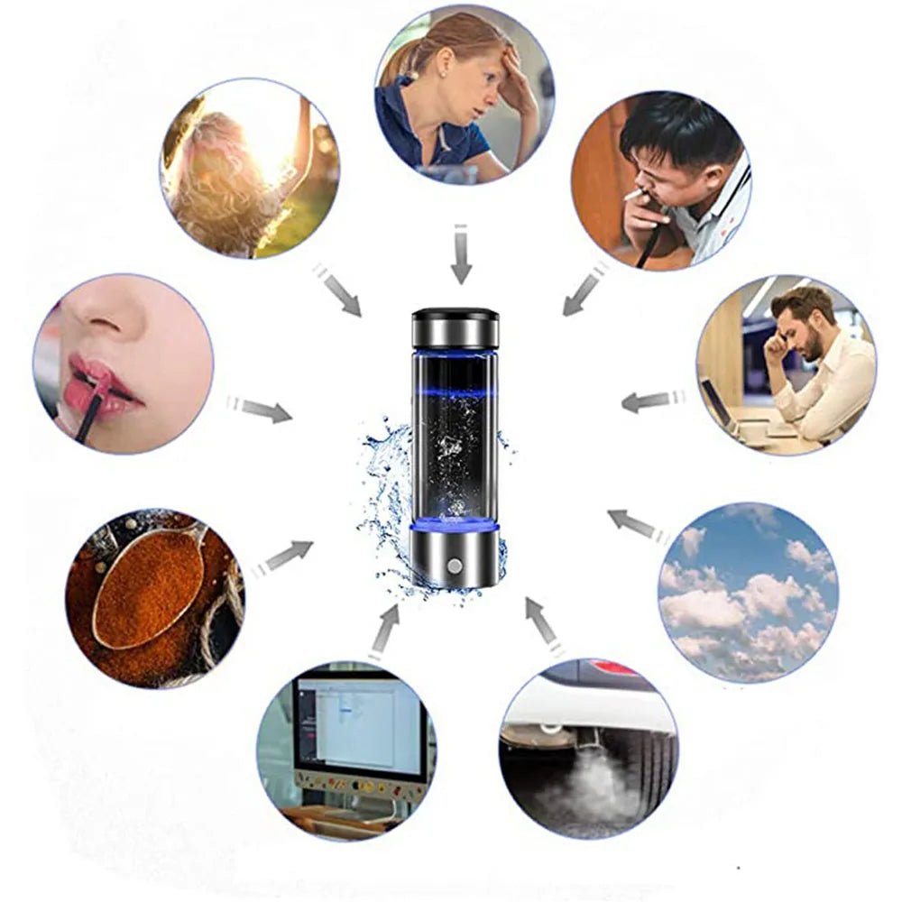 Hydrogen Water Generator Alkaline Maker Rechargeable Water Ionizer Bottle