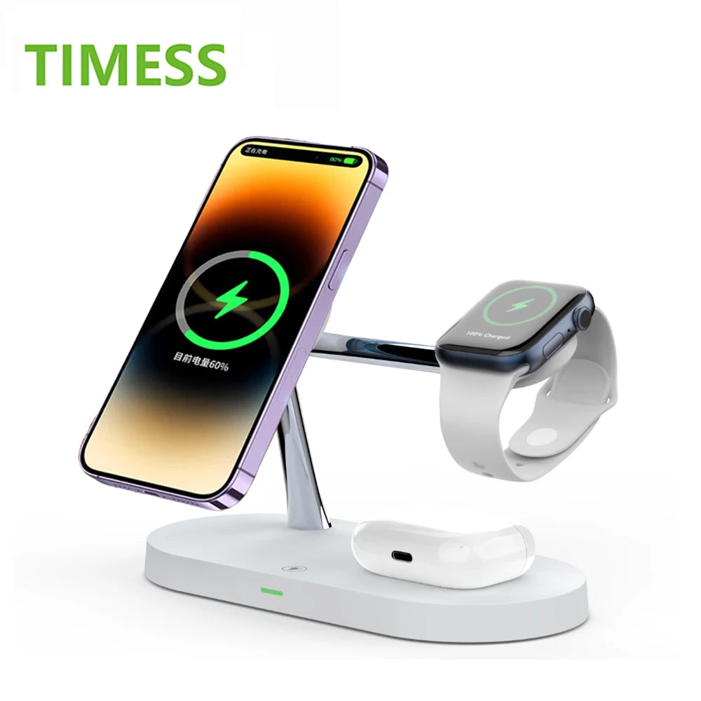 3 in 1 Wireless Charger Stand Magnetic For iPhone 12 13 14 15/Apple Watch 9 8 7 6 5/Airpods 2 3 Pro