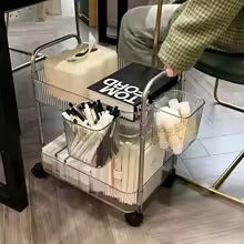 Multilayer Acrylic Trolley with Wheel Transparent Storage Rack Living Room Snack Storages Shelf Bathroom Mobile Shelf Home Items