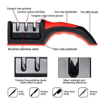 Knife Sharpener Handheld, Quick Sharpening Tool With Non-slip Base