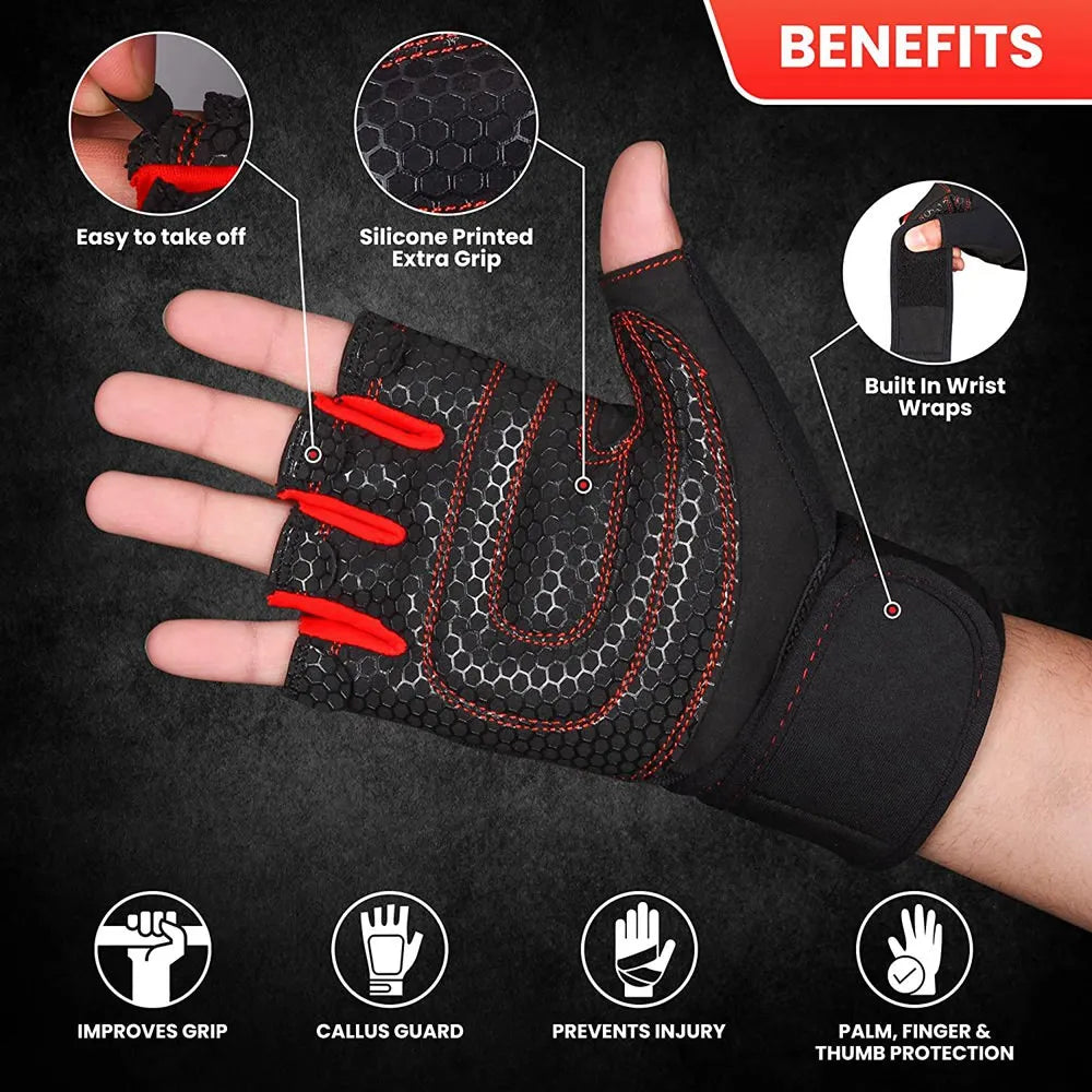 Unisex Workout Half Finger Glove With Wrist
