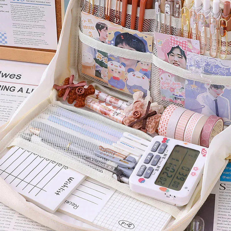 Cute Pencil Cases Large Capacity Kawaii Bag Pouch Box For Girls Back To School Supplies Japanese Korean Office Stationery